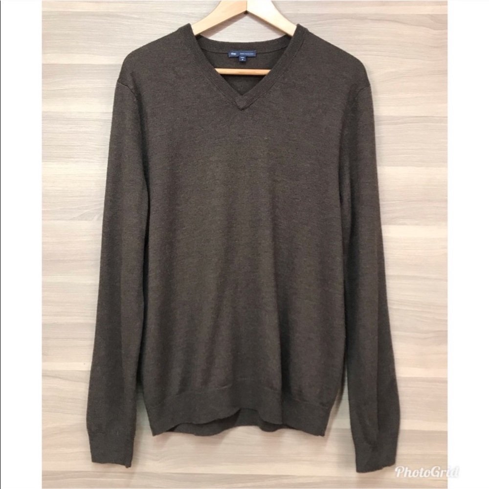 GAP Brown Italian Wool V-Neck Sweater